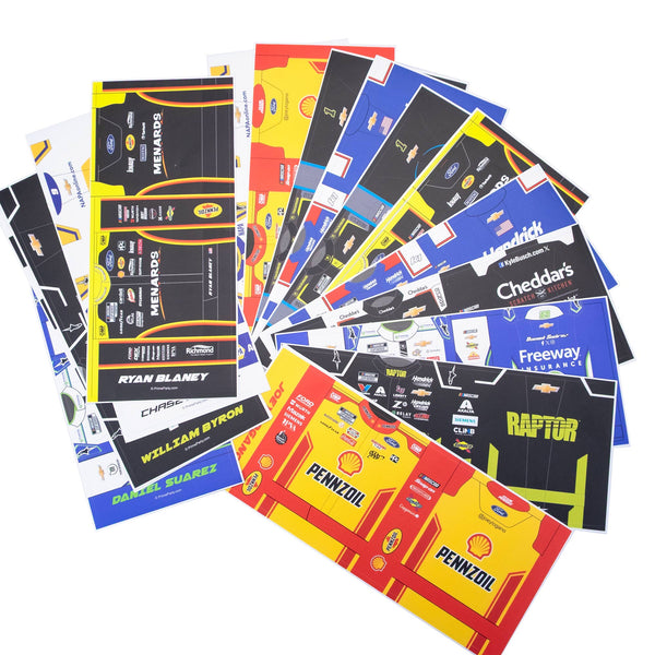 Fanned out NASCAR Water Bottle Labels from Prime Party