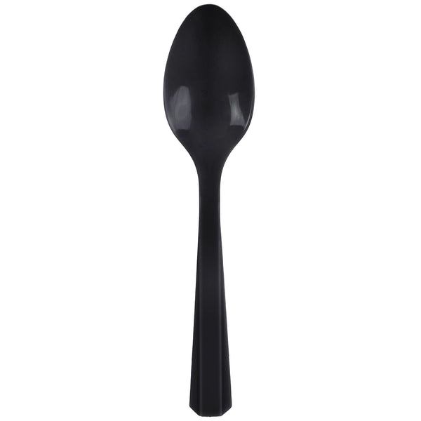 Plastic Spoons Jet Black (20-Pieces) Cutlery