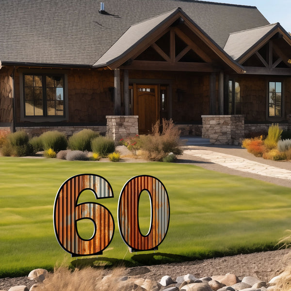 Rustic Metal-Looking Graphic Number Signs 0-9