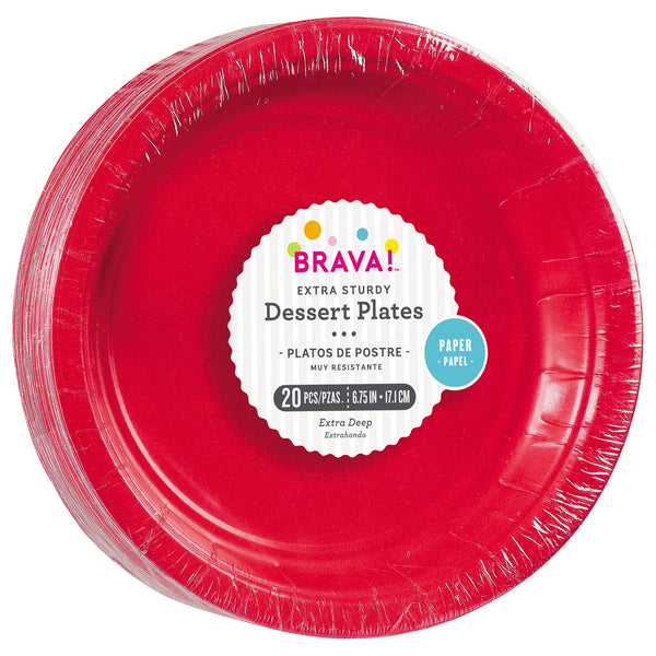 Dessert Plates Red 6.75" Round (Set of 20) Plates