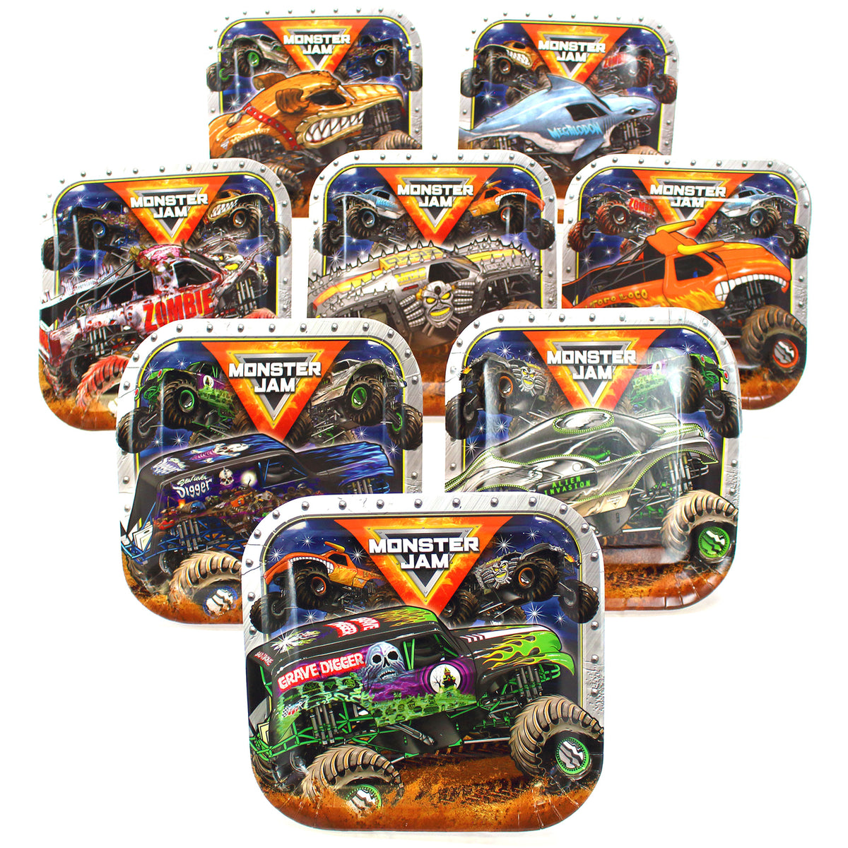 Monster Jam 9" Dinner Plates (Pack of 8) Prime Party