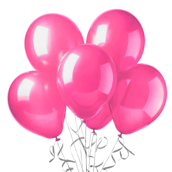 Pearlized Latex Balloons Bright Pink 12" (15-Pieces)