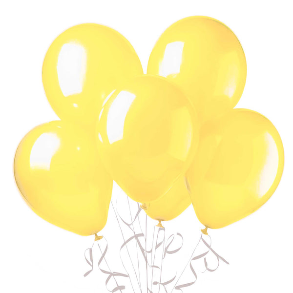 Pearlized Latex Balloons Yellow 12" (15-Pieces)