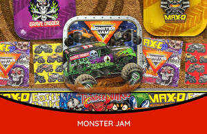 Monster Jam party collection: Thrilling decorations for fans.