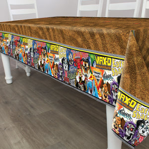 Monster Jam table cover: Retro-themed table decor.