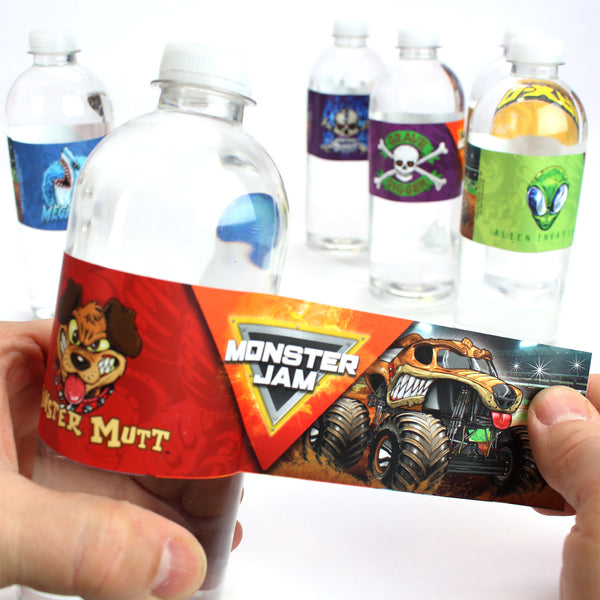Monster Jam Water Bottle Labels (Pack of 16)