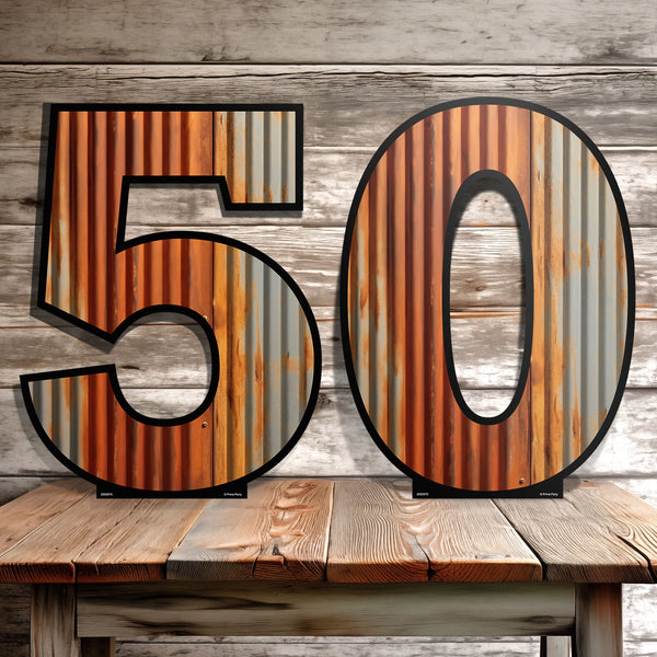 Rustic Metal-Looking Graphic Number Signs 0-9