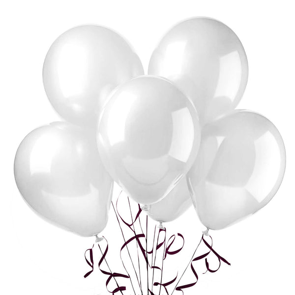 Pearlized Latex Balloons White 12" (15-Pieces)