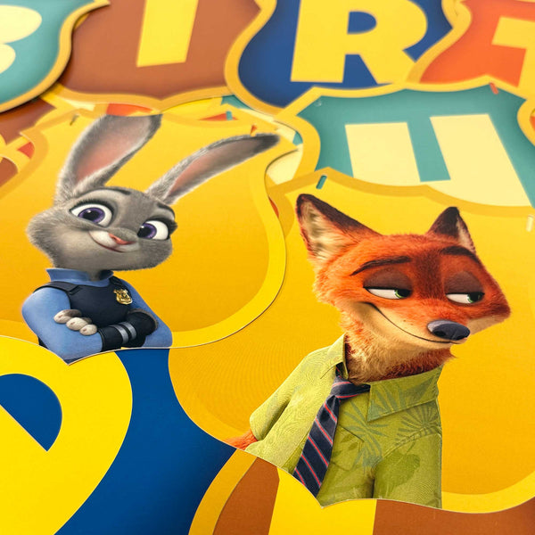 Zootopia 2 jointed flag banner character collage