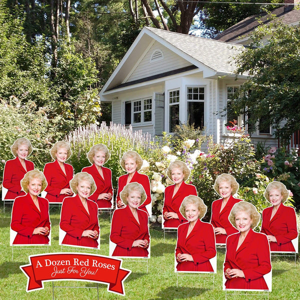 A Dozen Red Roses Golden Girls Yard Sign Display - Prime PartyMega Yard Kits