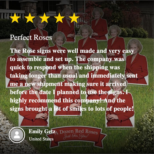A Dozen Red Roses Golden Girls Yard Sign Display - Prime PartyMega Yard Kits