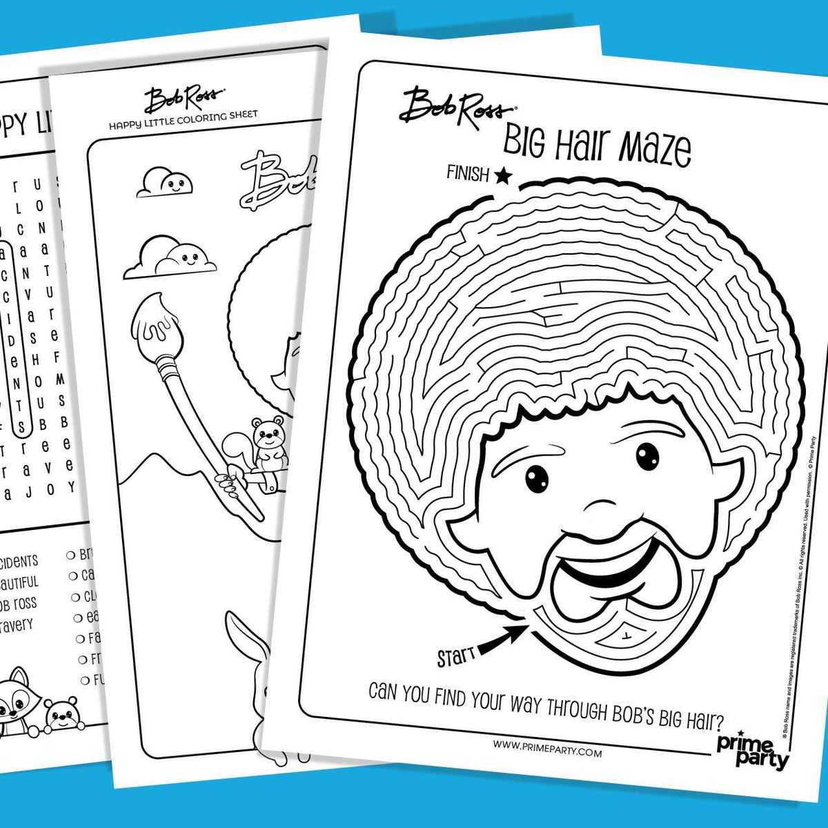 printable-bob-ross-and-friends-happy-little-coloring-prime-party for Free Printable Art Worksheets For Adults Printable | Bob Ross and Friends Happy Little Coloring | Prime Party for Free Printable Art Worksheets For Adults