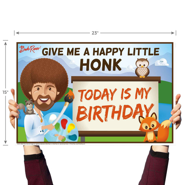 Bob Ross and Friends, Give me a Happy Little Honk, Yard Sign with Lawn Stakes - Prime PartyYard Signs