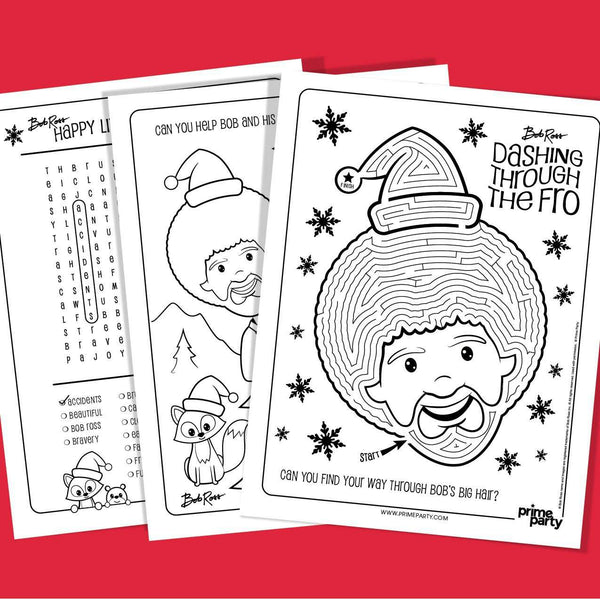 Bob Ross HOLIDAY Activity Sheets - Prime PartyGames & Activities
