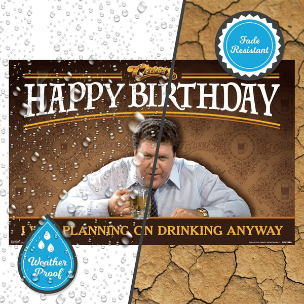 Cheers Happy Birthday, Yard Sign with Lawn Stakes - Prime PartyYard Signs