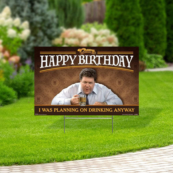 Cheers Happy Birthday, Yard Sign with Lawn Stakes - Prime PartyYard Signs