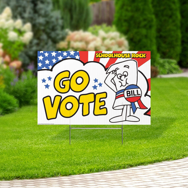 Go Vote- BILL | Yard Sign with Lawn Stakes, Schoolhouse Rock - Prime PartyYard Signs