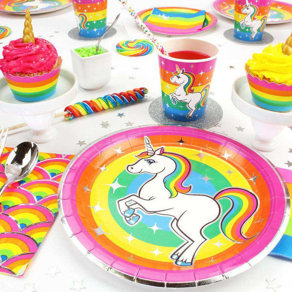 Silver Lining Rainbow Unicorn 9" Dinner Plates (8 Pack) - Prime PartyPlates