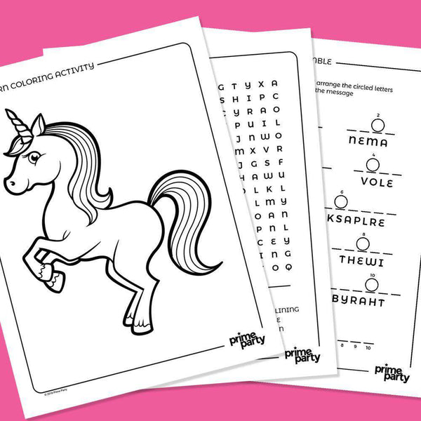 Silver Lining Unicorn Coloring Activity Sheets - Prime PartyGames & Activities