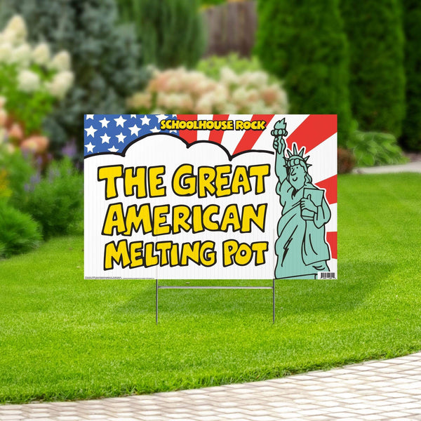 The Great American Melting Pot | Yard Sign with Lawn Stakes, Schoolhouse Rock - Prime PartyYard Signs