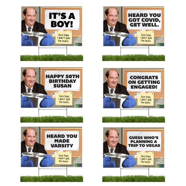 The Office Personalized Yard Sign with Kevin Malone, Sure Hope I didn’t Spill the Beans - Prime PartyYard Signs