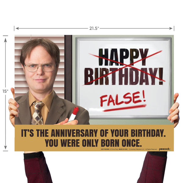 The Office Yard Sign with Dwight Schrute, Happy Birthday! False! - Prime PartyYard Signs