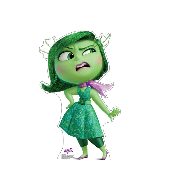 Mini Disgust tabletop cardboard cutout from Disney Pixar Inside Out 2, 26 inches tall