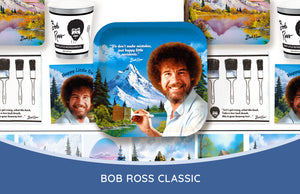 Bob Ross collection party theme: Happy little decorations for fans.