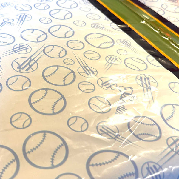 Sheet of baseball-themed stickers with a clear plastic cover