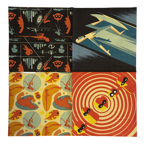 Incredibles 2 lunch napkin shown unfolded at full size