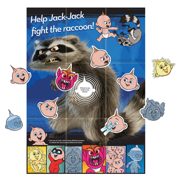 Incredibles 2 Pin-the-Tail party game poster – main view
