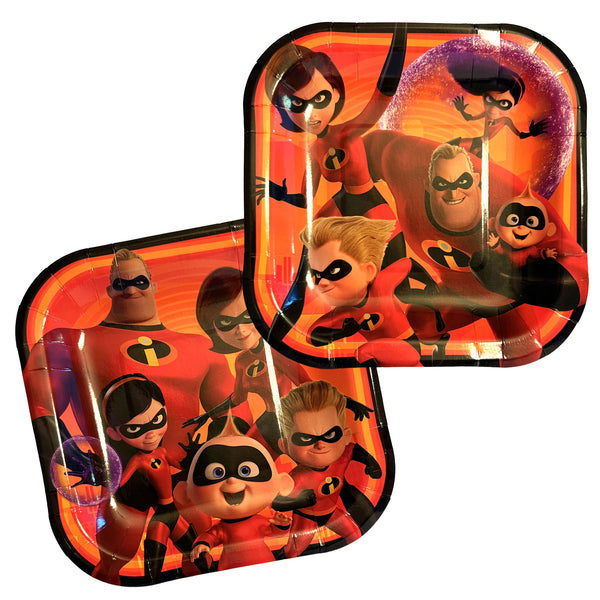Incredibles 2 7-inch dessert plates – both designs, 4 of each per pack