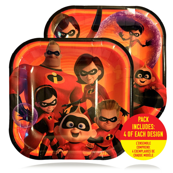Incredibles 2 7-inch paper dessert plate, pack of 8 – front design