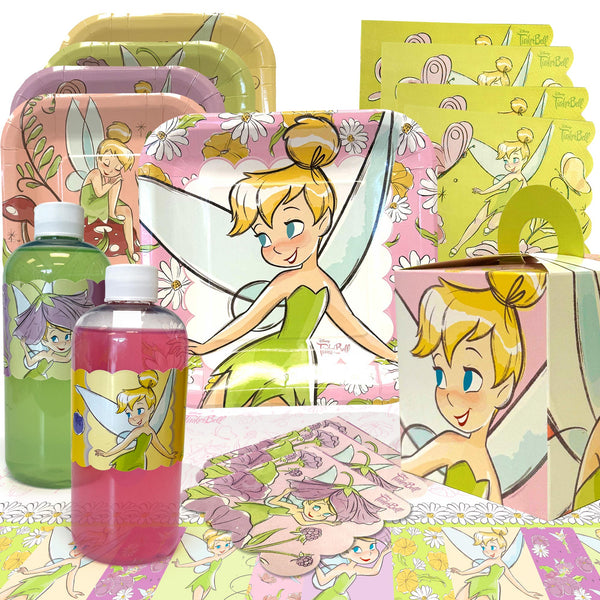 Tinkerbell Blossom Deluxe Party Pack box contents for 8, 16, or 24 guests