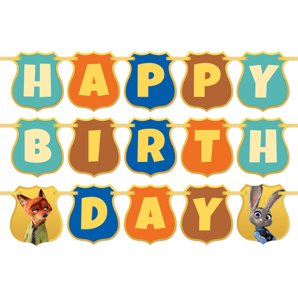 Zootopia jointed Happy Birthday banner included in the Deluxe Party Pack