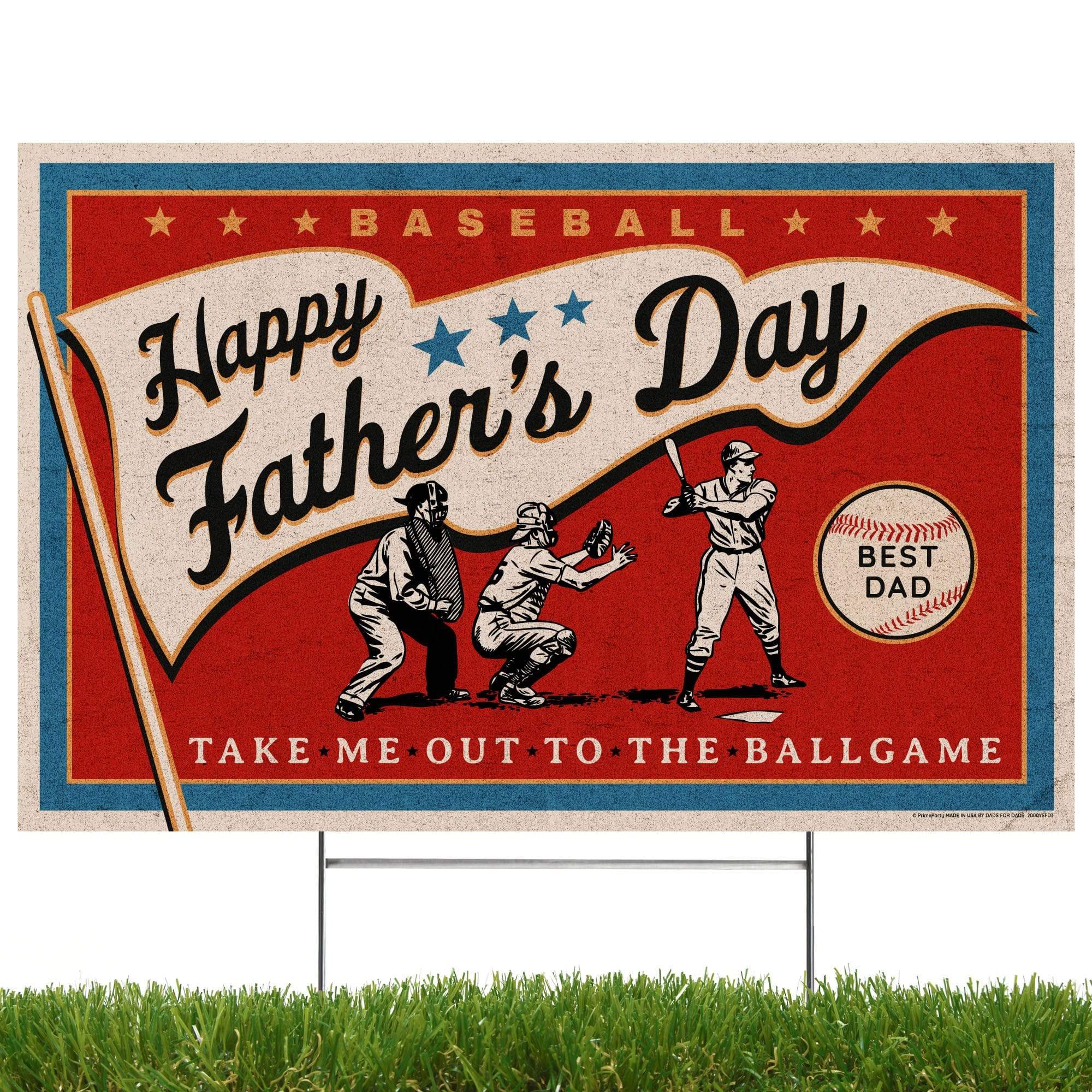 Baseball Father's Day Yard Sign – Prime Party - Main Image