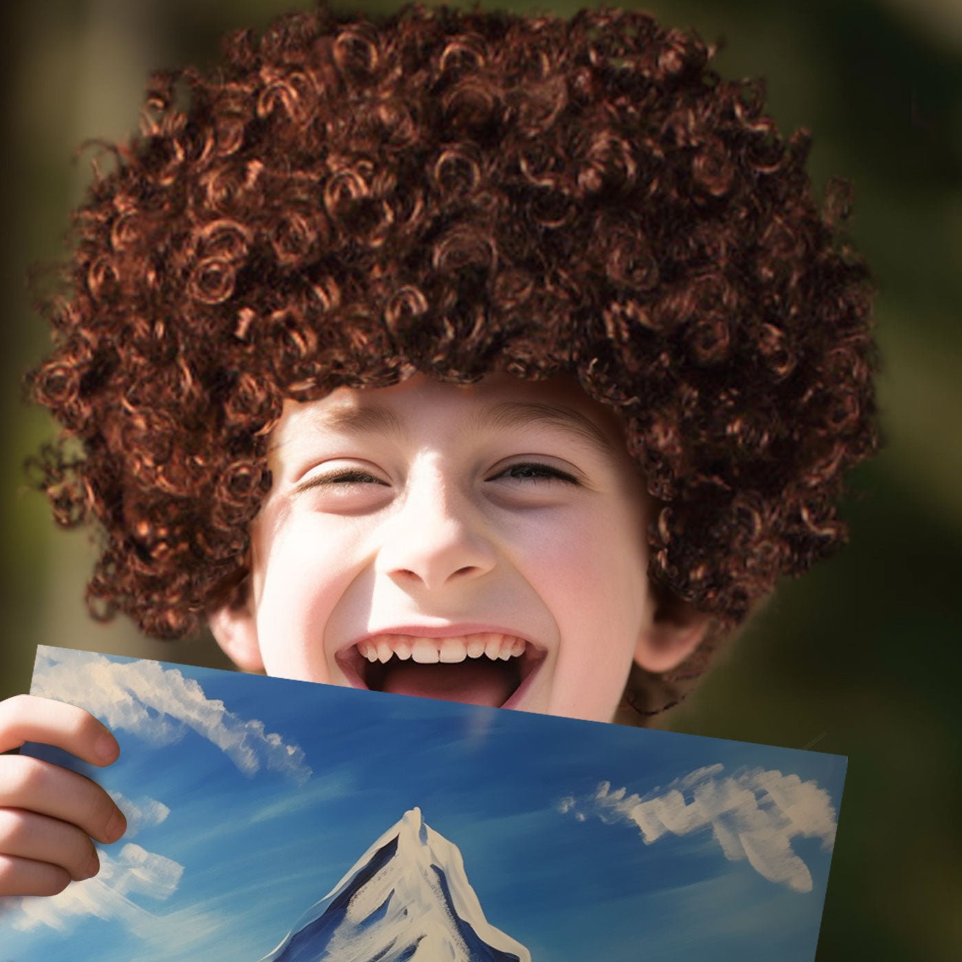 Bob Ross Curly Brown Afro Wig Bob Ross Curly Brown Afro Wig