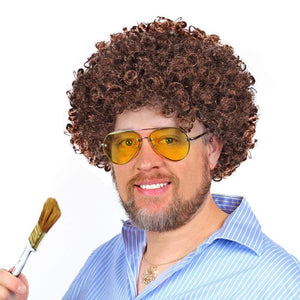 Bob Ross Curly Brown Afro Wig - Prime PartyWigs