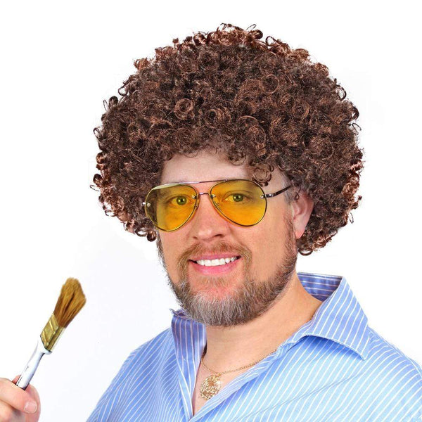 Bob Ross Curly Brown Afro Wig