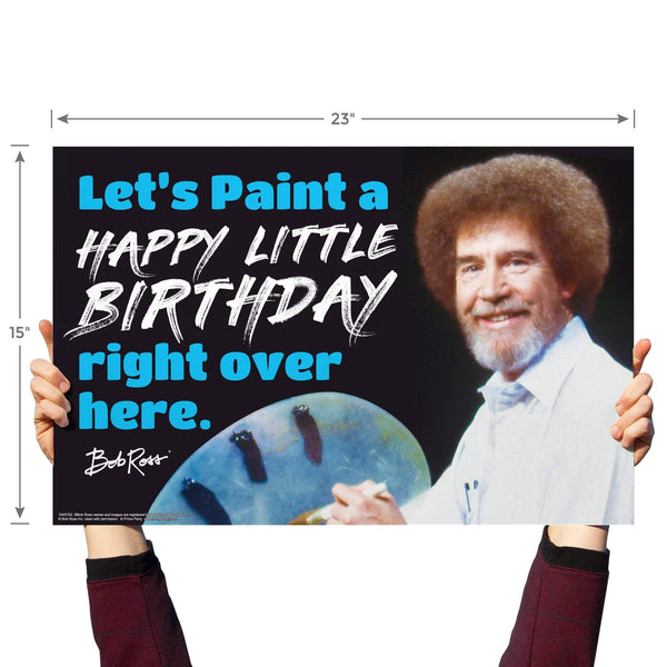 Bob Ross Yard Sign with Lawn Stakes, Let's paint a Happy Little Birthday Right Over Here. - Prime PartyYard Signs