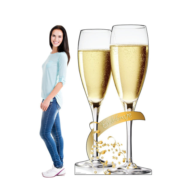 Celebrate Champagne Glasses Cardboard Cutout - Prime PartyCardboard Cutouts