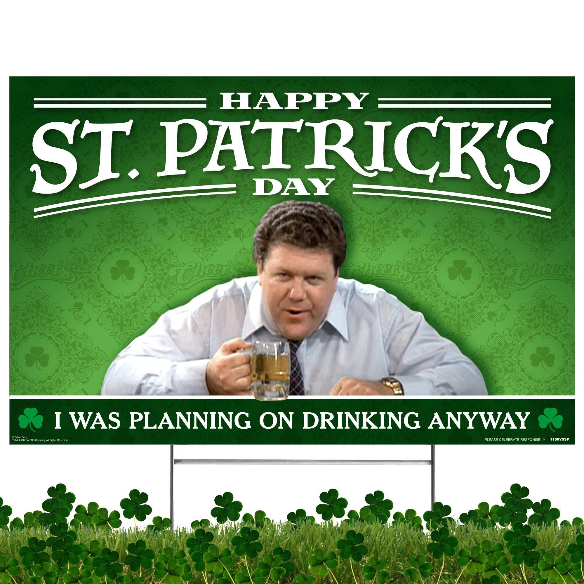 Cheers St. Patrick's Day, Norm Yard Sign with Lawn Stakes – Prime Party