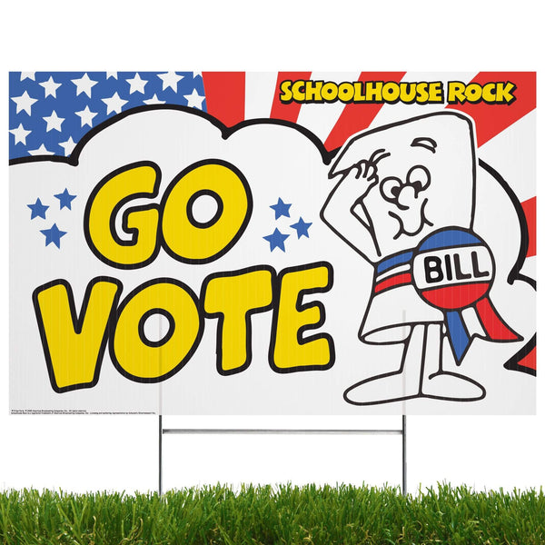 Go Vote- BILL | Yard Sign with Lawn Stakes, Schoolhouse Rock - Prime PartyYard Signs