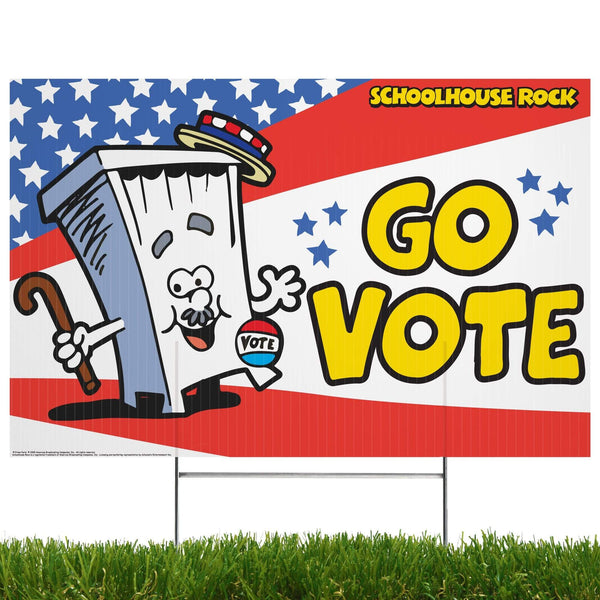 Go Vote- Booth | Yard Sign with Lawn Stakes, Schoolhouse Rock - Prime PartyYard Signs