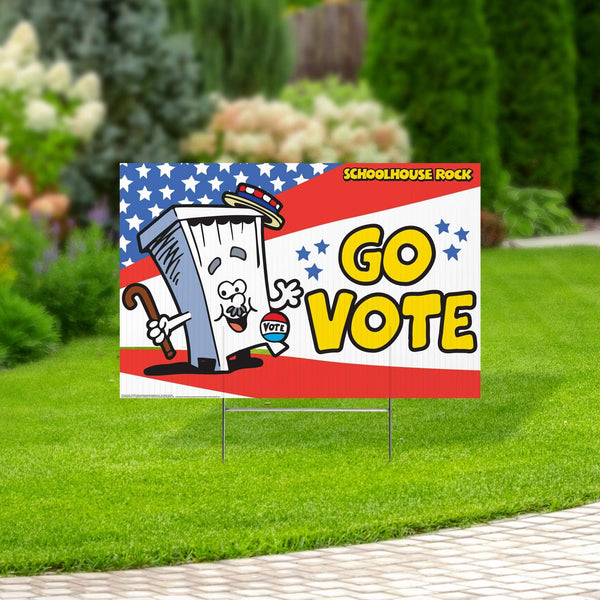 Go Vote- Booth | Yard Sign with Lawn Stakes, Schoolhouse Rock - Prime PartyYard Signs