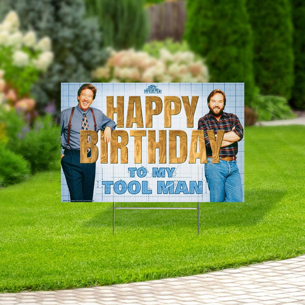 Home Improvement Yard Sign with Lawn Stakes, Happy Birthday to my Tool Man - Prime PartyYard Signs