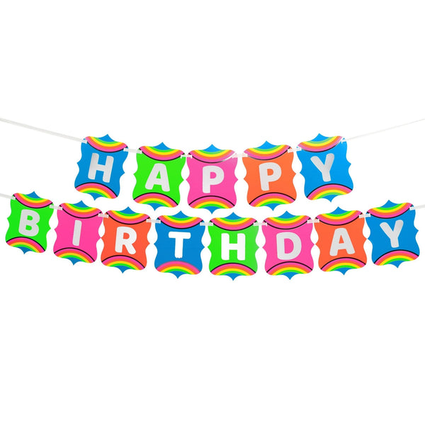 Silver Lining Rainbow Unicorn Jointed Happy Birthday Banner - Prime PartyBanners