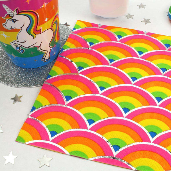 Silver Lining Rainbow Unicorn Luncheon Napkins (20 Pack) - Prime PartyNapkins