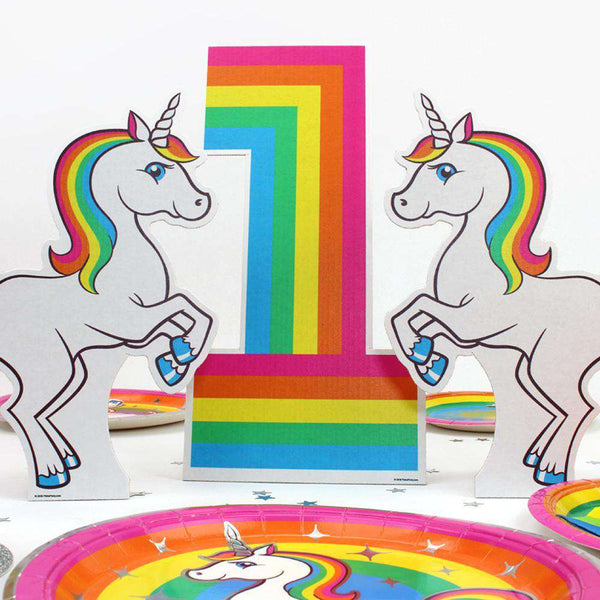Silver Lining Unicorn Tabletop Number Cardboard Cutout (3-Piece Set) - Prime PartyMini Numbered Table-Top Decor