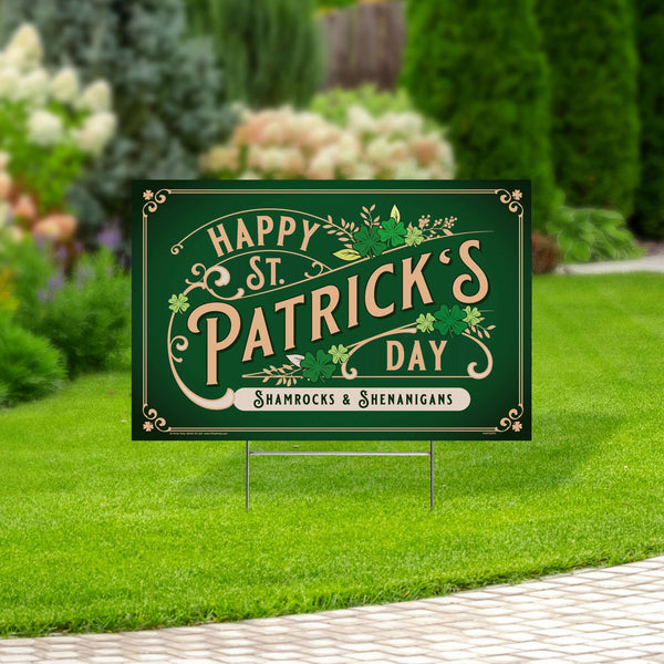 St. Patrick's Day, Shamrocks & Shenanigans Yard Sign - Prime PartyYard Signs